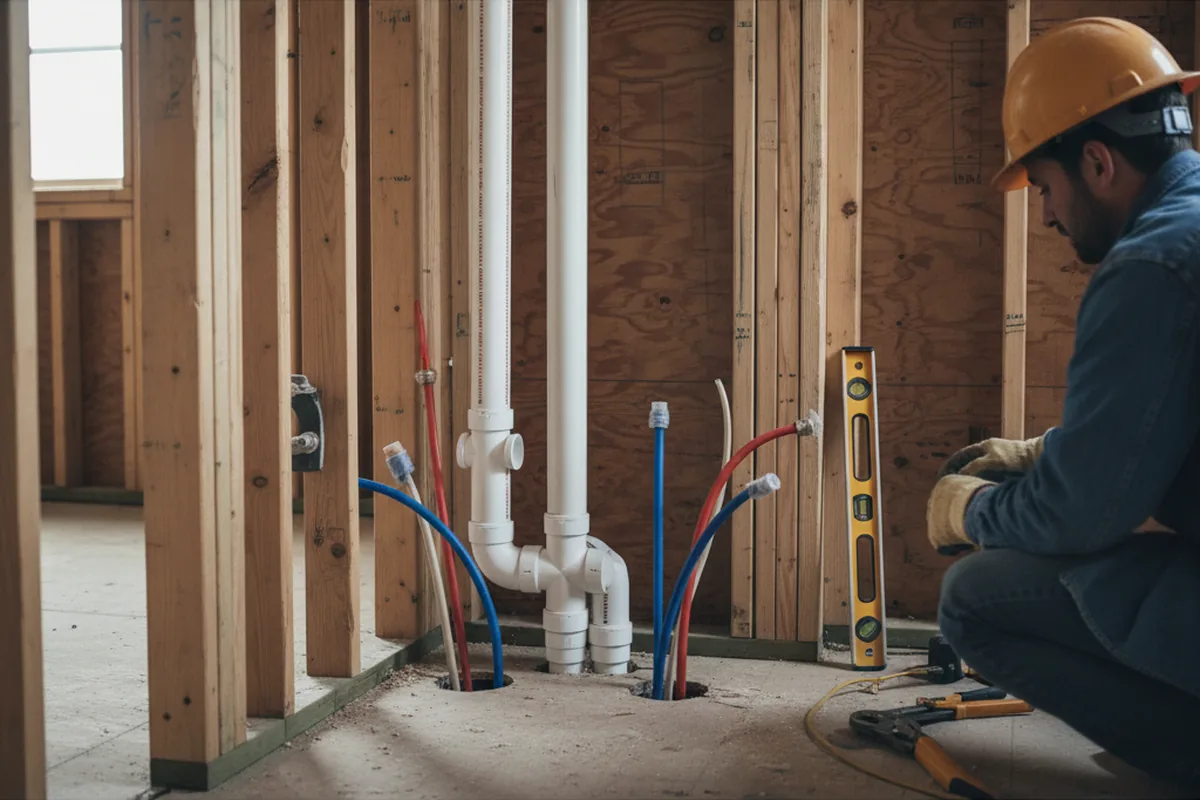 Drain and supply rough-in during Leak Detection in Scottdale