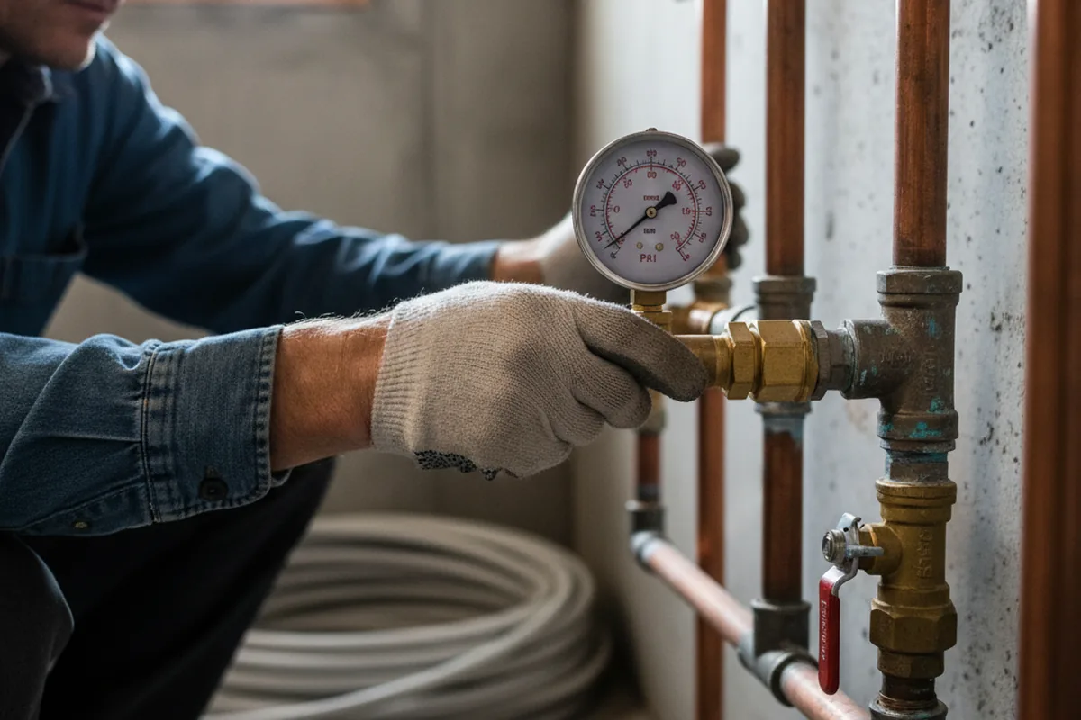 Pressure testing a repaired line during Water Line Repair in Scottdale